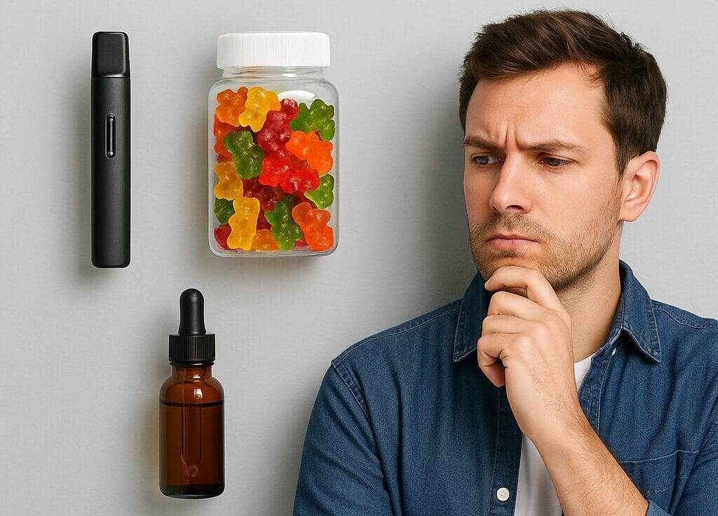 舌下・ベイプ・グミの3手段を並べたイメージ