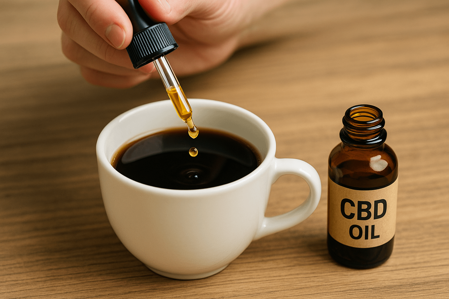 コーヒーカップとスポイトのクローズアップ