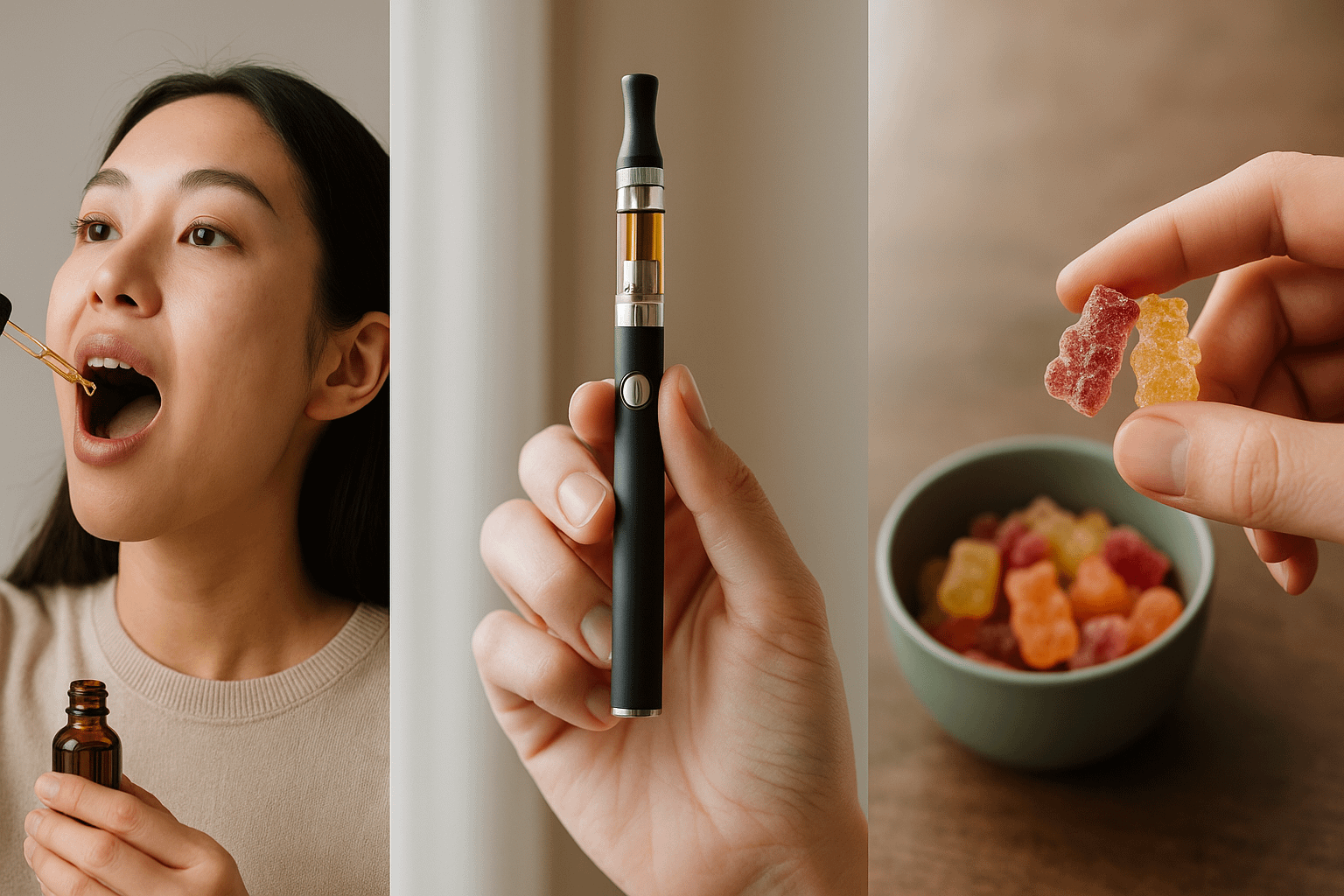 舌下・ベイプ・グミの3手段の情景写真