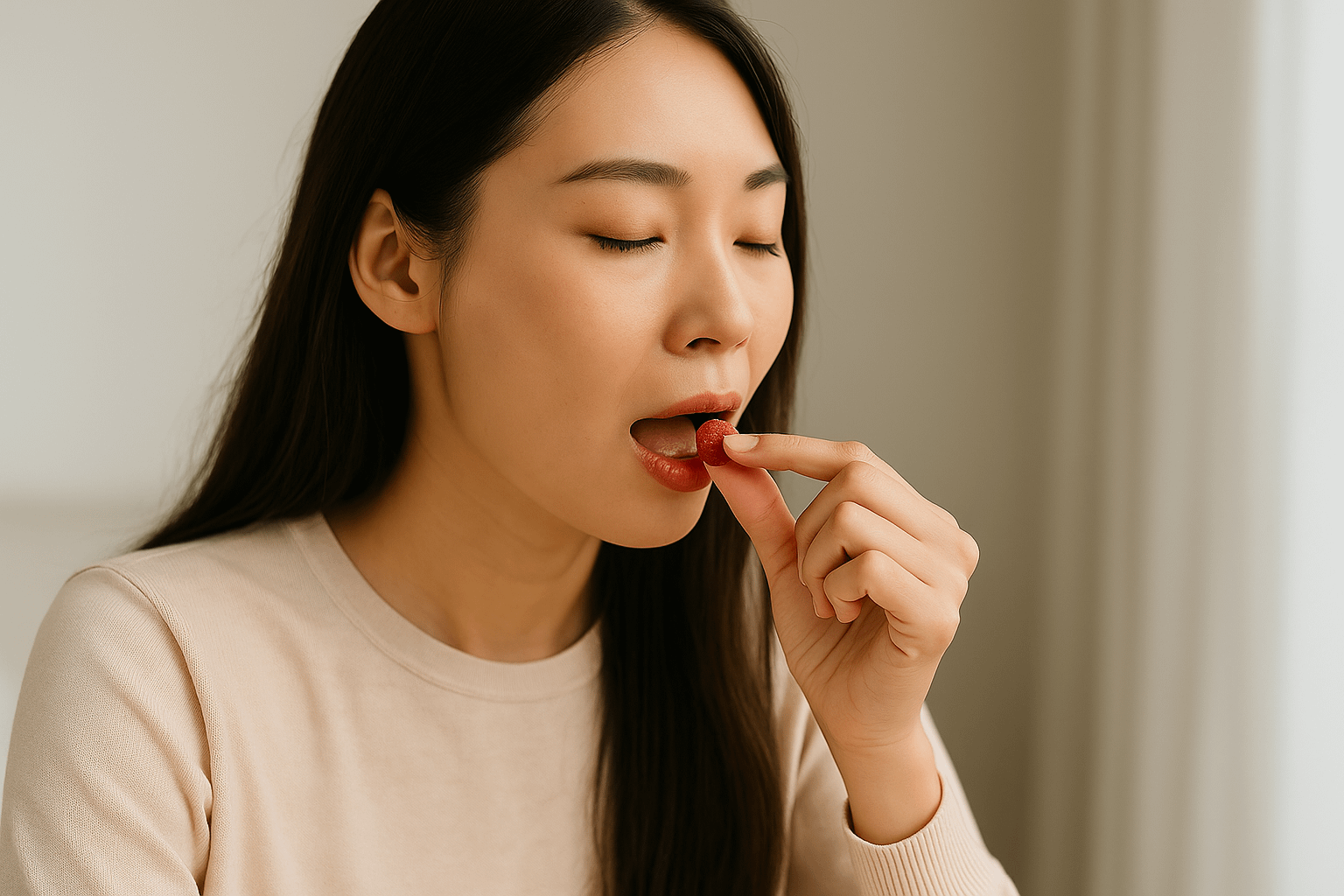 ゆっくり噛む・舌の上で少し溶かす