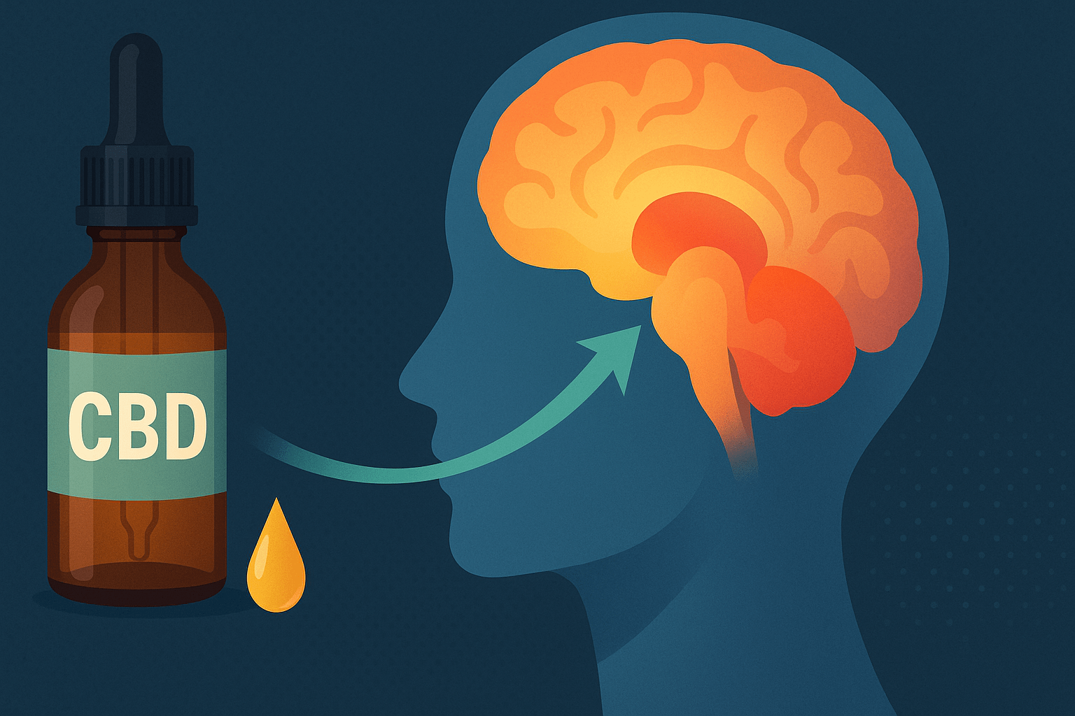 CBDが脳の扁桃体過活動を抑え、集中を助けるイメージ図
